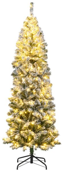 Costway Albero di 180cm natale illuminato decorazione natalizia per casa e ufficio, Albero base in metallo pieghevole