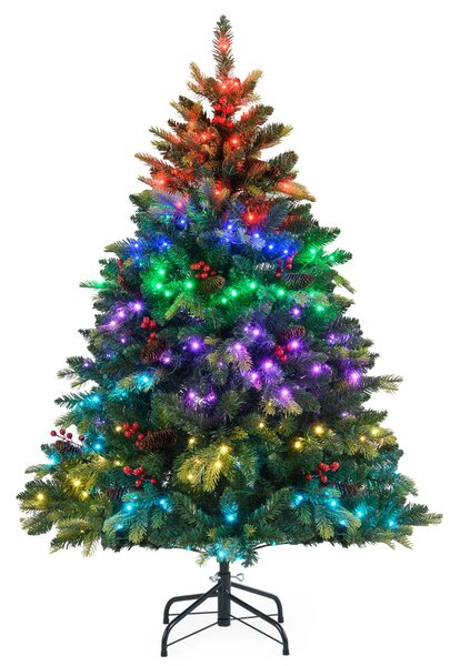Costway Albero di 150cm natale artificiale con controllo remoto multicolori controllabili tramite app, Albero per casa e ufficio Verde
