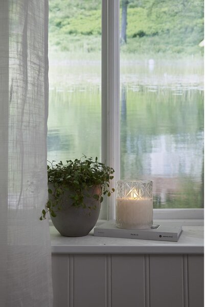 Candela di cera a LED bianca in vetro, altezza 12,5 cm Flamme Romb - Star Trading