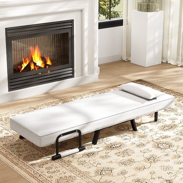 Costway Divano letto trasformabile con schienale regolabile in 6 posizioni cuscino rimovibile, Divano chaise lounge Bianco