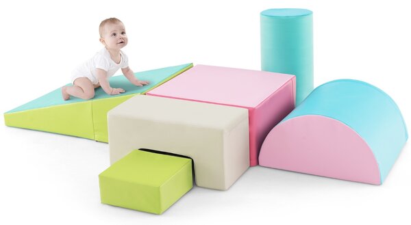 Costway Blocchi rampicanti in schiuma per bambini 1-3 anni, Blocchi rampicanti set rampicante indoor con rettangoli Verde