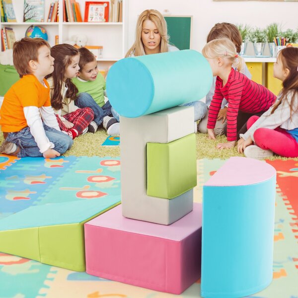 Costway Blocchi rampicanti in schiuma per bambini 1-3 anni, Blocchi rampicanti set rampicante indoor con rettangoli Verde