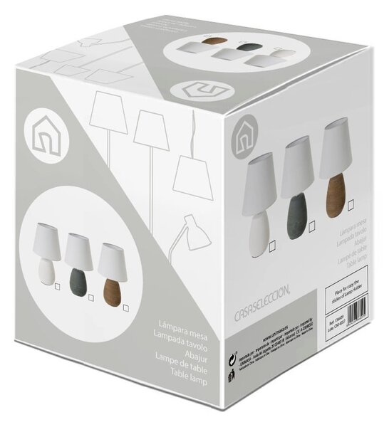Lampada da tavolo in ceramica marrone con paralume in tessuto (altezza 27,5 cm) - Casa Selección