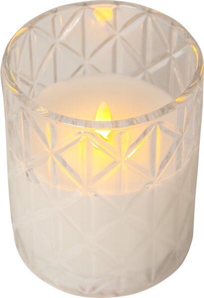Candela di cera a LED bianca in vetro, altezza 12,5 cm Flamme Romb - Star Trading