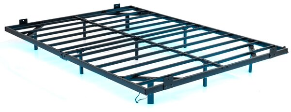 Costway Telaio letto piattaforma in metallo con fissaggio per materasso, Letto con luci led doppia dimensione