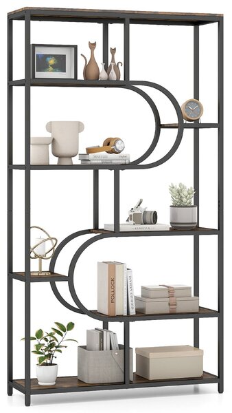 Costway Libreria moderna scaffale per libri con piedini antiscivolo e antiribaltamento, Libreria moderna a 8 ripiani aperti Nero