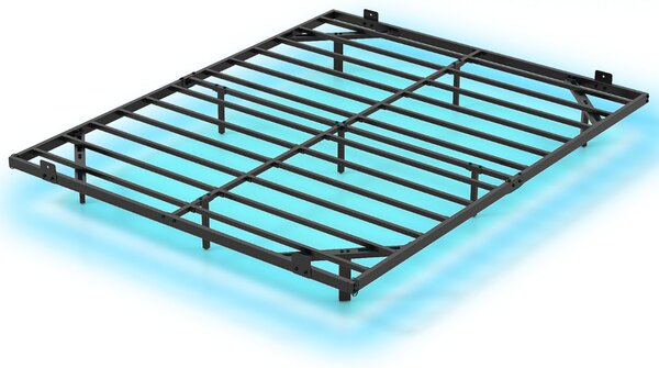 Costway Telaio letto piattaforma in metallo con fissaggio per materasso, Letto con luci led queen dimensione