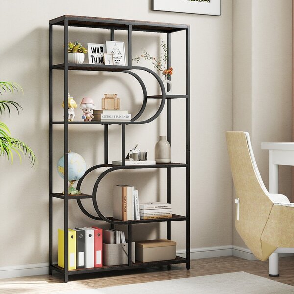 Costway Libreria moderna scaffale per libri con piedini antiscivolo e antiribaltamento, Libreria moderna a 8 ripiani aperti Nero