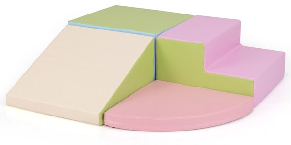 Costway Set di blocchi in schiuma con velcro per arrampicarsi e gattonare per bambini, Set di blocchi morbidi per lo sviluppo dei bambini Rosa