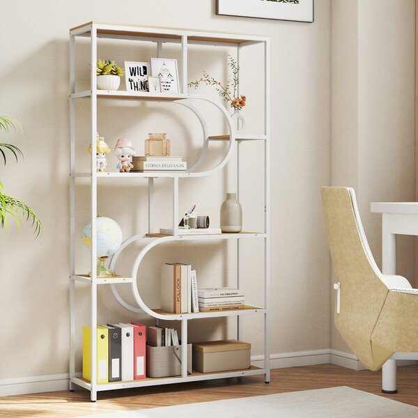 Costway Libreria moderna scaffale per libri con piedini antiscivolo e antiribaltamento, Libreria moderna a 8 ripiani aperti Bianco
