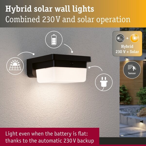 Paulmann 95748 - LED/2,3W IP44 Lampada solare da parete con sensore ISLEEN 3,7/230V