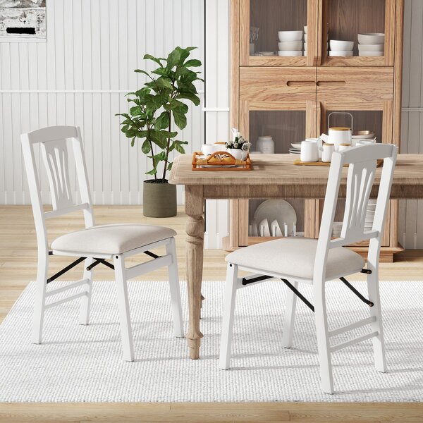 Costway Sedie pieghevoli sedie da pranzo imbottite per sala da pranzo e cucina, Sedie pieghevoli set pratico con sedili comodi Bianco