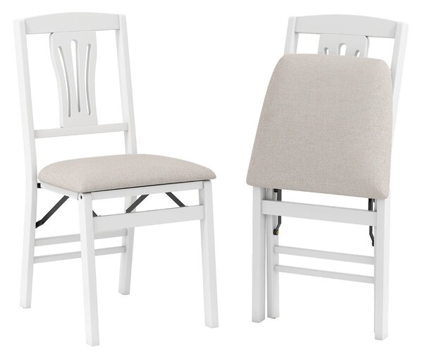 Costway Sedie pieghevoli sedie da pranzo imbottite per sala da pranzo e cucina, Sedie pieghevoli set pratico con sedili comodi Bianco