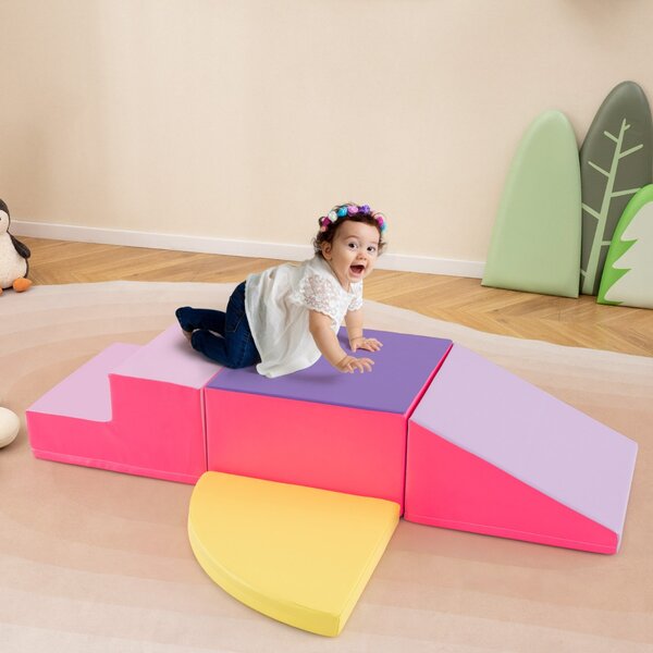 Costway Set di blocchi in schiuma con velcro per arrampicarsi e gattonare per bambini, Set di blocchi morbidi per lo sviluppo dei bambini Giallo