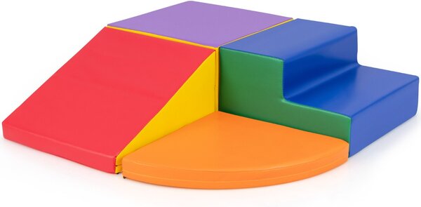 Costway Set di blocchi in schiuma con velcro per arrampicarsi e gattonare per bambini, Set di blocchi morbidi per lo sviluppo dei bambini Arancione