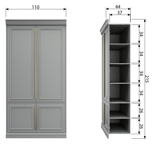 Armadio grigio chiaro in pino massiccio 110x215x44 cm Organize – WOOOD
