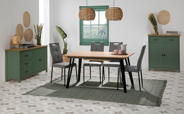Cassettiera bassa in legno di pino di colore verde-naturale 150x80 cm Miranda - Marckeric