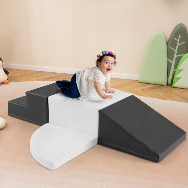 Costway Set di blocchi in schiuma con velcro per arrampicarsi e gattonare per bambini, Set di blocchi morbidi per lo sviluppo dei bambini Bianco