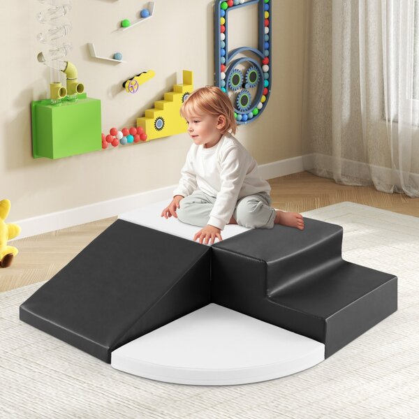 Costway Set di blocchi in schiuma con velcro per arrampicarsi e gattonare per bambini, Set di blocchi morbidi per lo sviluppo dei bambini Bianco