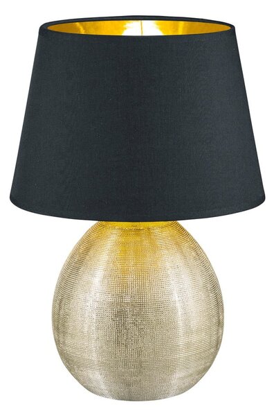 Lampada da tavolo in ceramica nera e tessuto, altezza 35 cm Luxor - Reality