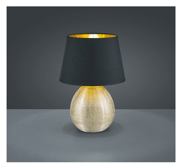 Lampada da tavolo in ceramica nera e tessuto, altezza 35 cm Luxor - Reality