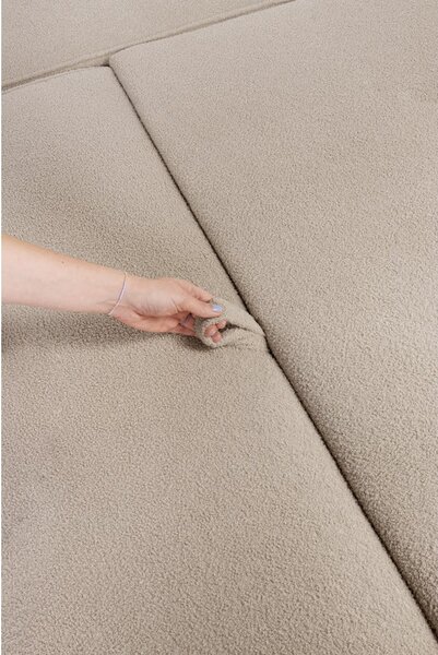 Divano angolare beige allungabile (con penisola a sinistra) con rivestimento in bouclé Quinoa – Bonami Selection