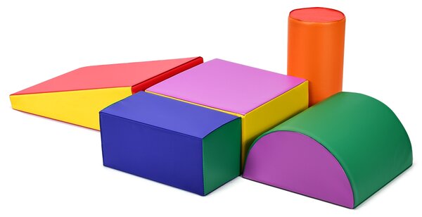Costway Set di gioco da arrampicata per bambini da 5 pezzi, Strutture di gioco in schiuma impermeabili Colorato