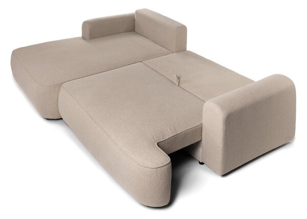 Divano angolare beige allungabile (con penisola a sinistra) con rivestimento in bouclé Quinoa – Bonami Selection