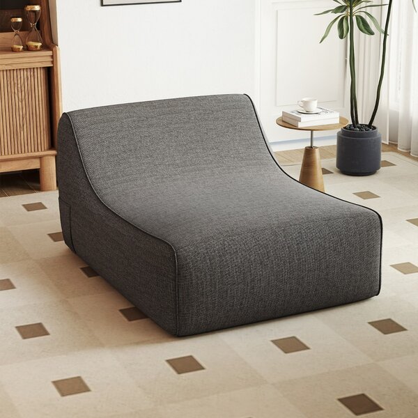Costway Divano pigro ergonomico con copertura rimovibile e base antiscivolo, Poltrona lounge gonfiabile a forma di L per soggiorno Grigio