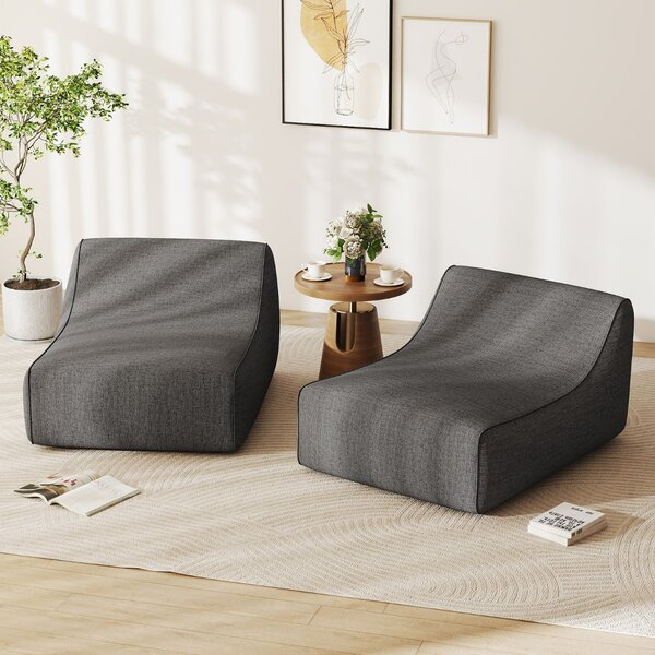 Costway Divano pigro ergonomico con copertura rimovibile e base antiscivolo, Poltrona lounge gonfiabile a forma di L per soggiorno Grigio