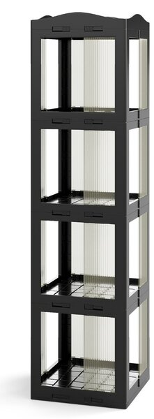 Costway Libreria girevole pieghevole a 4 livelli per soggiorno e studio, Scaffale girevole a 360° con base rotante per esposizione Nero