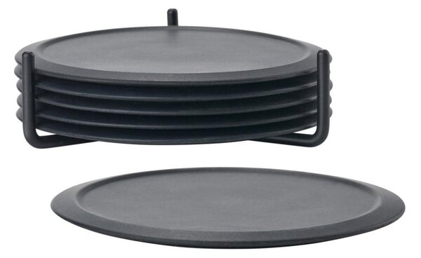 Sottobicchieri in silicone nero in set da 6 con supporto Singles - Zone