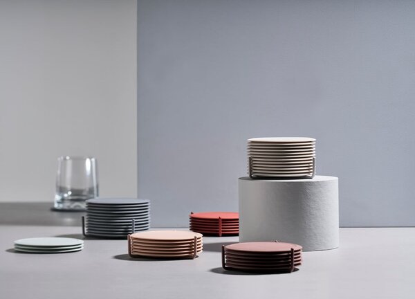 Sottobicchieri in silicone grigio chiaro in set da 6 con supporto Singles - Zone