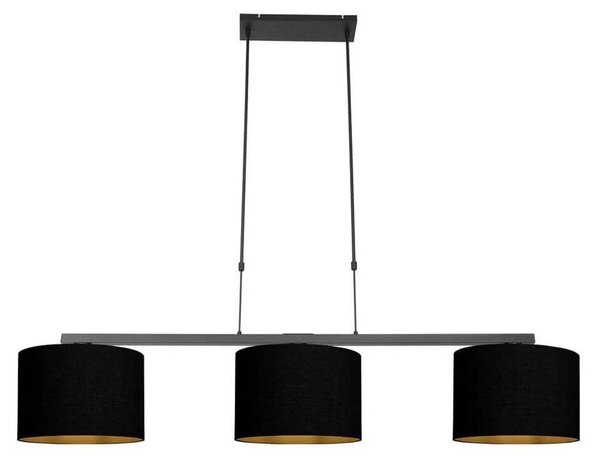 Lampada a sospensione - nero - Stang - metallo tessile - grande lampada da tavolo da pranzo - E27 - 3981ZW - Steinhauer