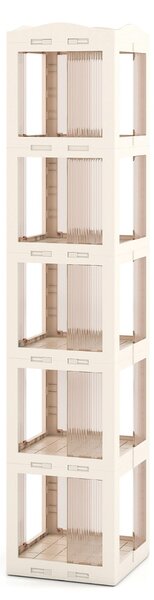 Costway Libreria girevole pieghevole a 5 livelli per soggiorno e studio, Scaffale girevole a 360° con base rotante per esposizione Bianco