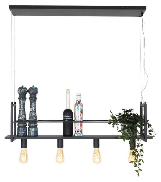 Lampada a sospensione - nero - Buckley - plastica metallo - grande lampada da tavolo da pranzo - E27 - 2983ZW - Mexlite