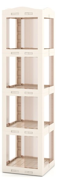 Costway Libreria girevole pieghevole a 4 livelli per soggiorno e studio, Scaffale girevole a 360° con base rotante per esposizione Bianco