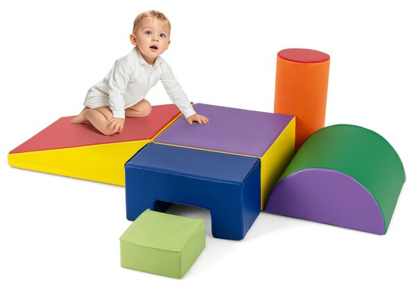 Costway Blocchi rampicanti in schiuma per bambini 1-3 anni, Blocchi rampicanti set rampicante indoor con rettangoli Giallo