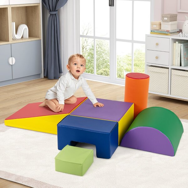 Costway Blocchi rampicanti in schiuma per bambini 1-3 anni, Blocchi rampicanti set rampicante indoor con rettangoli Giallo