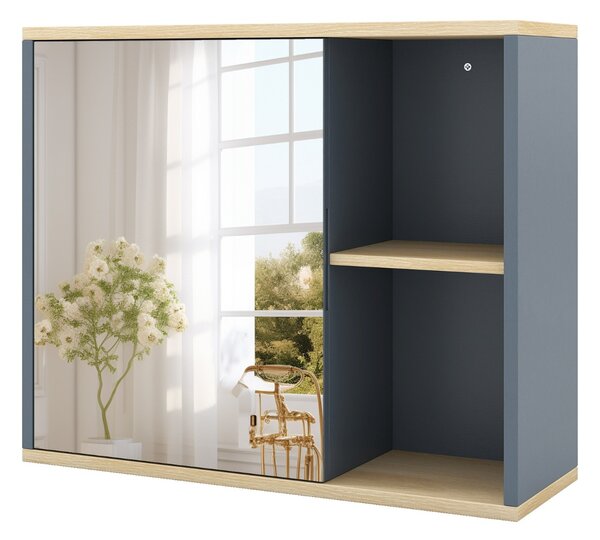 Costway Mobile da parete per bagno con porta specchiata e ripiano regolabile, Armadio per medicina con specchio per soggiorno Grigio