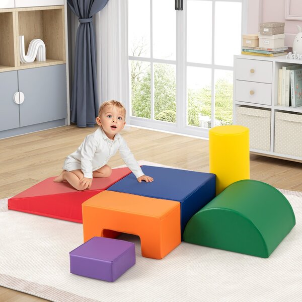 Costway Blocchi rampicanti in schiuma per bambini 1-3 anni, Blocchi rampicanti set rampicante indoor con rettangoli Arancione