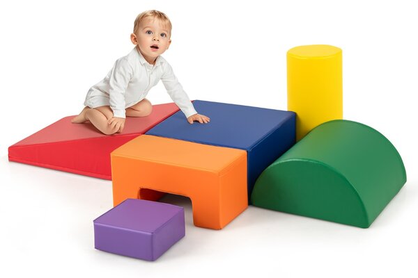 Costway Blocchi rampicanti in schiuma per bambini 1-3 anni, Blocchi rampicanti set rampicante indoor con rettangoli Arancione