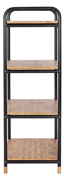 Scaffale da bagno nero in metallo con 4 ripiani in bambù 42x94,5 cm Loft - Wenko