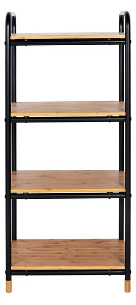 Scaffale da bagno nero in metallo con 4 ripiani in bambù 42x94,5 cm Loft - Wenko