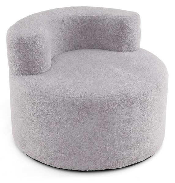 Costway Poltrona pouf a sacco sedia singola da pavimento a forma di luna, Poltrona divano rotondo senza struttura per lettura Grigio
