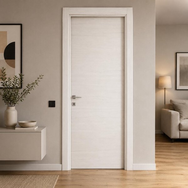 Porta da interno battente reversibile olmo bianco effetto venato H210 cm - 60xH210 cm
