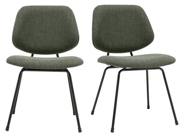Sedie design in tessuto verde kaki e metallo nero (lotto di 2) BARNET