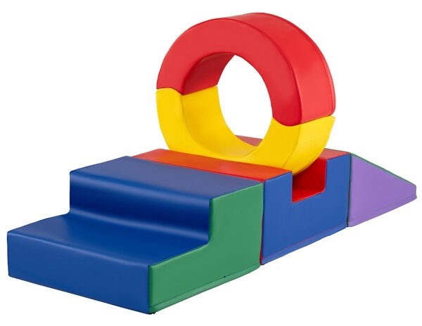 Costway Palestra modulare da interno con rivestimento in pelle PU, Set di 5 giochi da arrampicata per bambini 12+ mesi