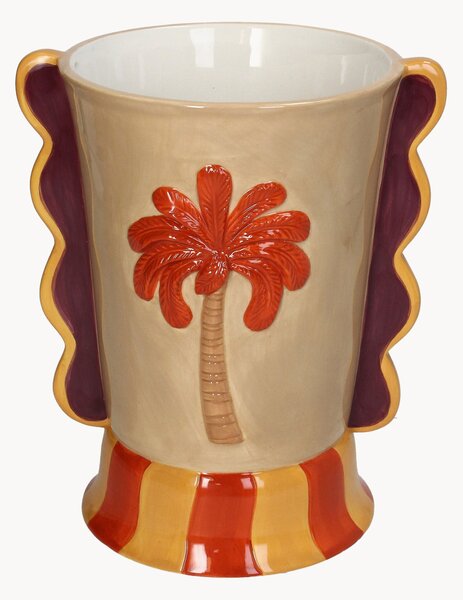 Vaso decorativo dipinto a mano Palm Tree, alt. 22 cm