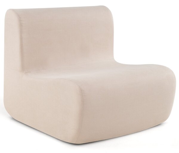 Costway Poltrona sacco divano pigro da pavimento con morbido velluto e supporto ergonomico, Poltrona singola da lettura Beige